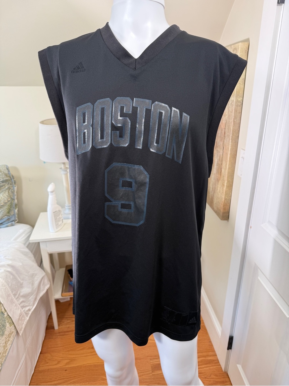 adidas Black Boston #9 Sleeveless Basketball Jersey